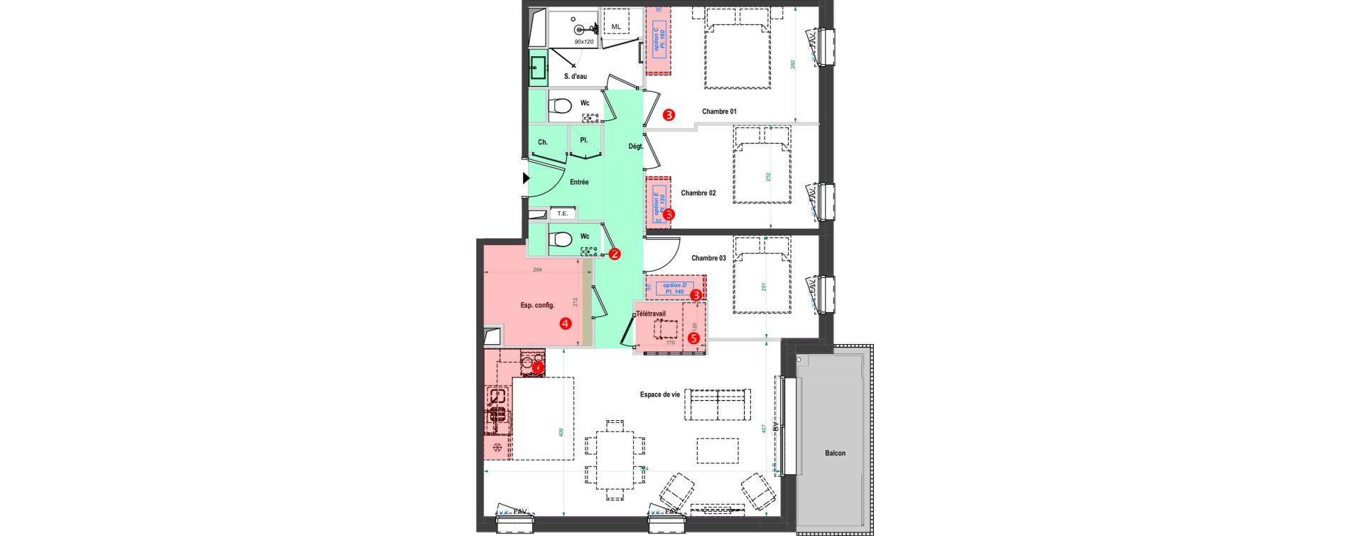 Appartement T4 de 86,70 m2 &agrave; Poitiers Trois cites
