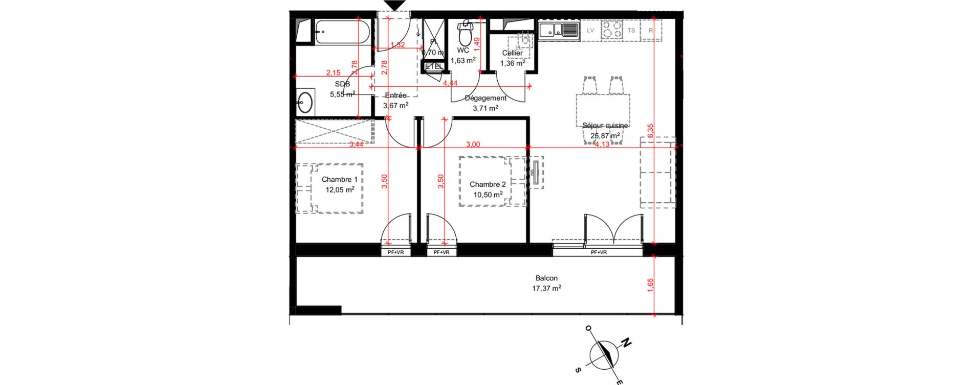 Appartement T3 de 65,04 m2 &agrave; Poitiers Le porteau