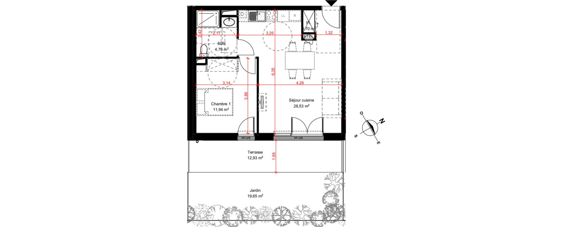 Appartement T2 de 45,93 m2 &agrave; Poitiers Le porteau