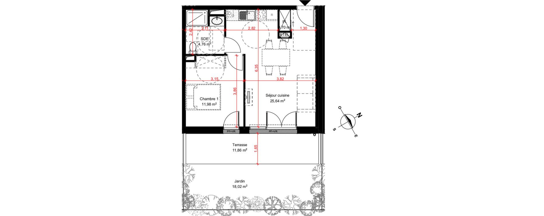 Appartement T2 de 43,08 m2 &agrave; Poitiers Le porteau