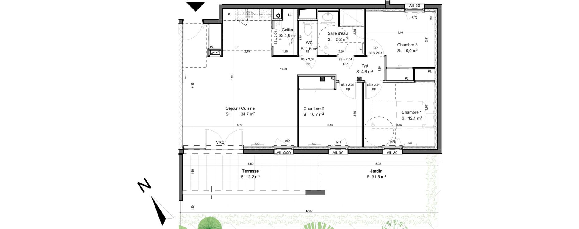 Appartement T4 de 81,40 m2 &agrave; Saint-Beno&icirc;t Ermitage