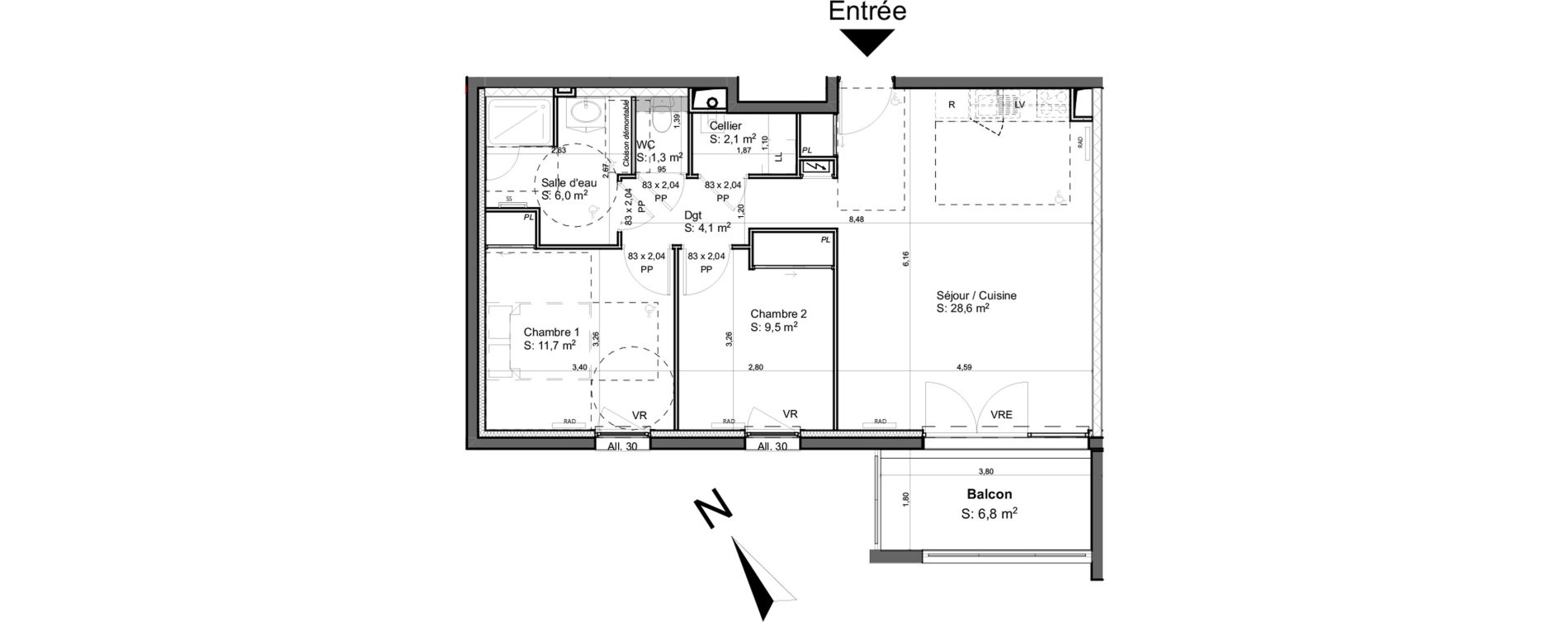 Appartement T3 de 63,30 m2 &agrave; Saint-Beno&icirc;t Ermitage