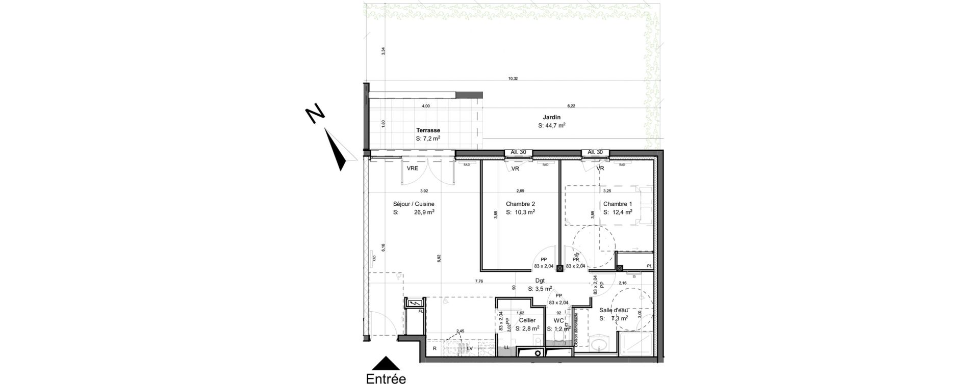 Appartement T3 de 64,40 m2 &agrave; Saint-Beno&icirc;t Ermitage