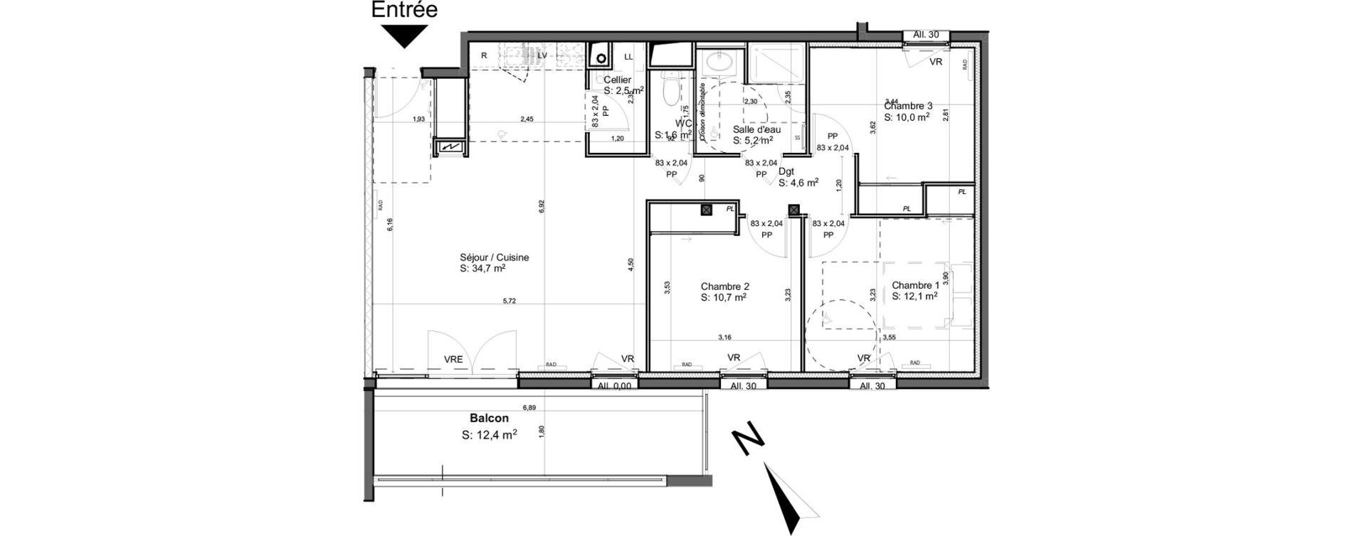 Appartement T4 de 81,40 m2 &agrave; Saint-Beno&icirc;t Ermitage