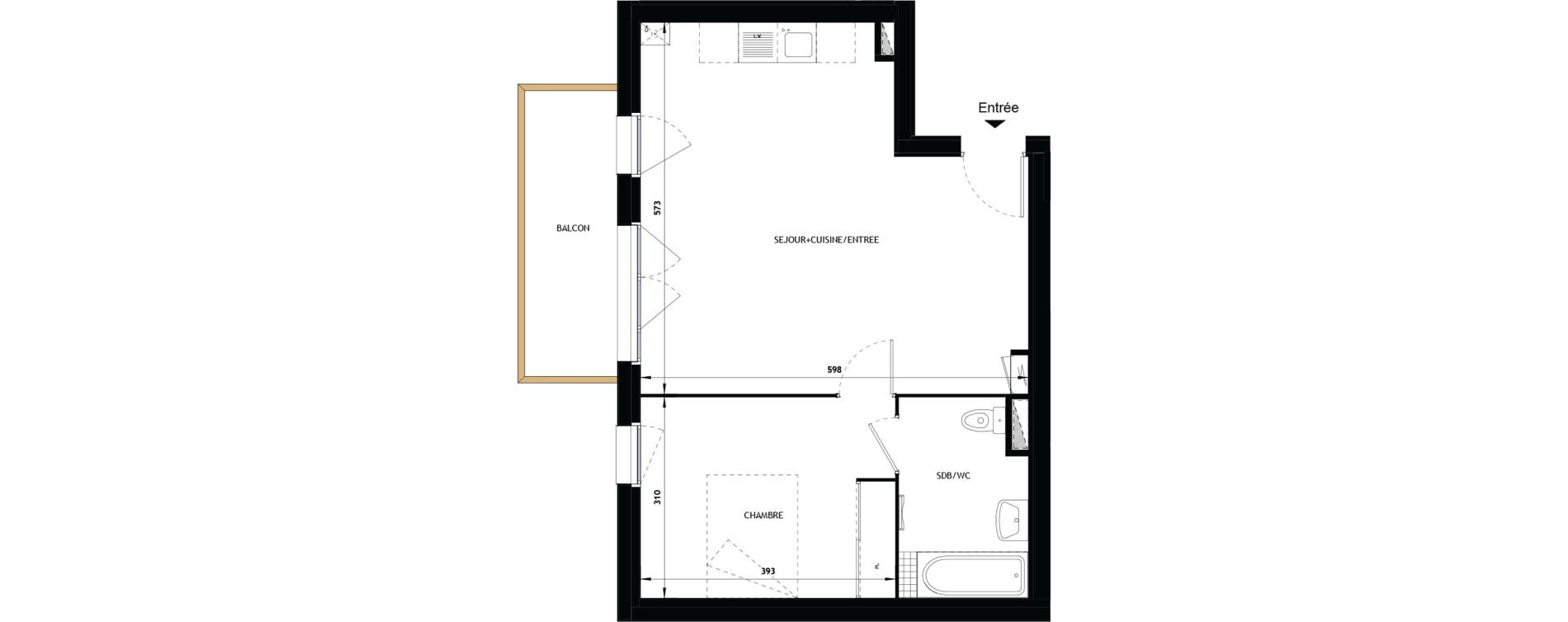Appartement T2 de 47,65 m2 &agrave; Vouneuil-Sous-Biard Centre