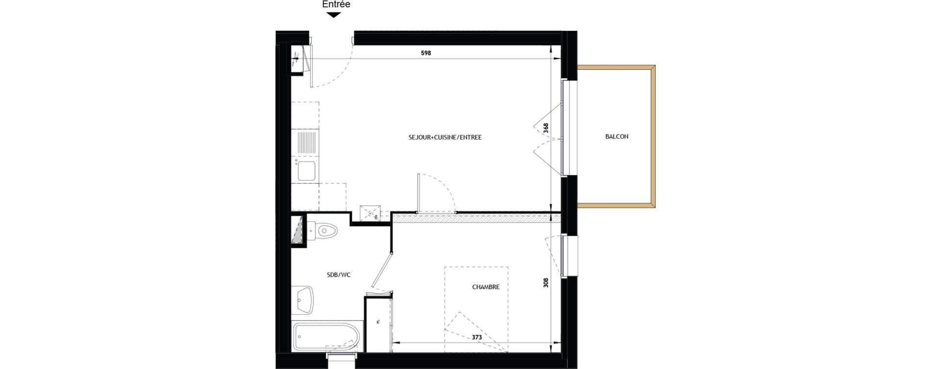 Appartement T2 de 39,73 m2 &agrave; Vouneuil-Sous-Biard Centre