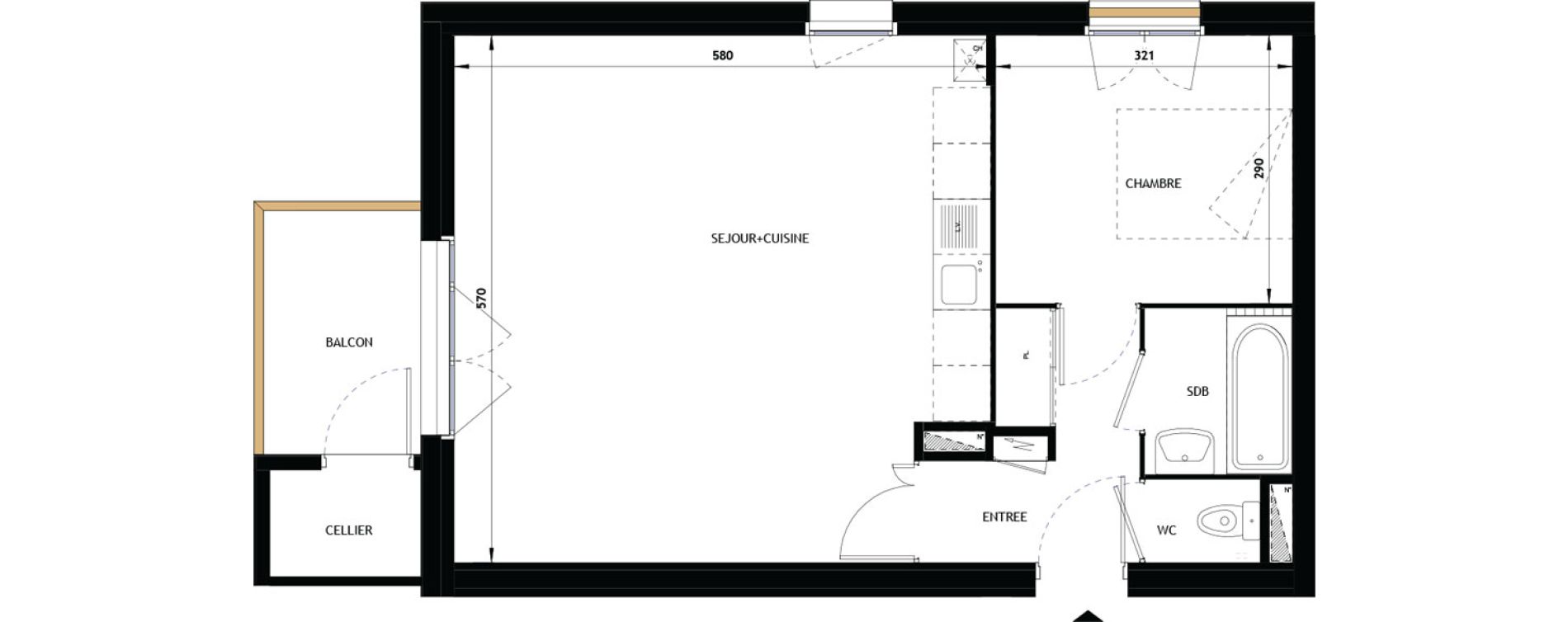 Appartement T2 de 50,05 m2 &agrave; Vouneuil-Sous-Biard Centre