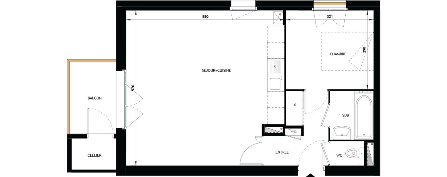 Appartement T2 de 50,05 m2 &agrave; Vouneuil-Sous-Biard Centre