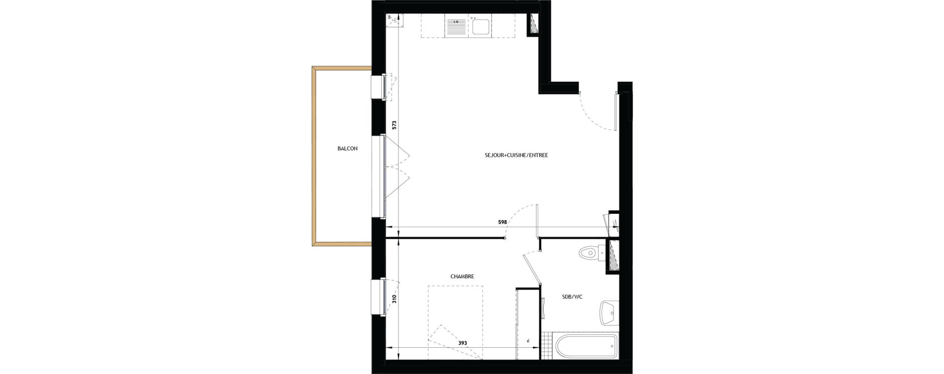 Appartement T2 de 47,65 m2 &agrave; Vouneuil-Sous-Biard Centre