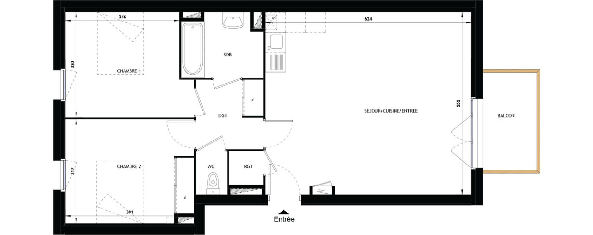 Appartement T3 de 69,41 m2 &agrave; Vouneuil-Sous-Biard Centre