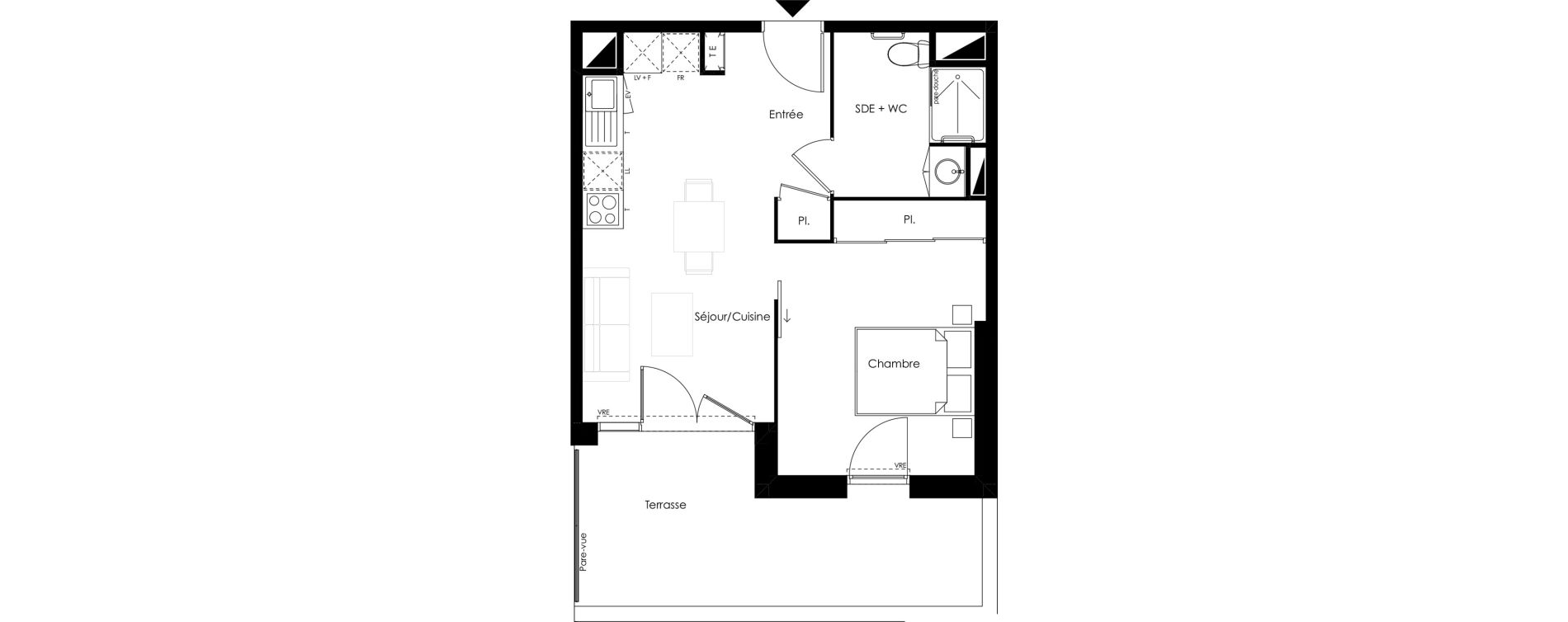 Appartement T2 meubl&eacute; de 40,10 m2 &agrave; Vouneuil-Sous-Biard Centre