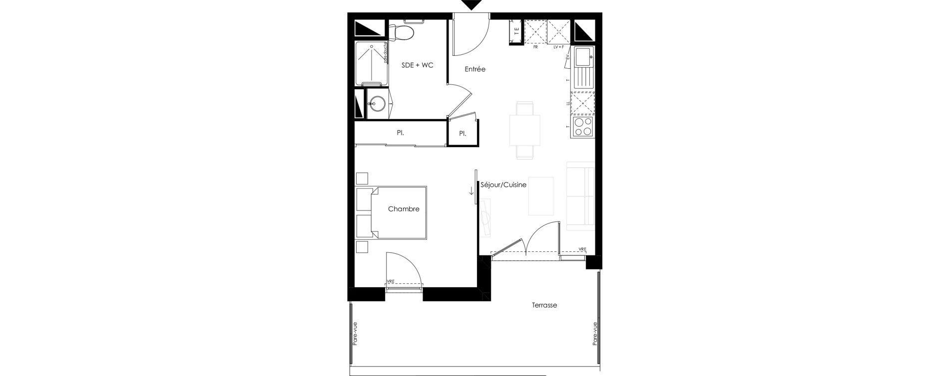 Appartement T2 meubl&eacute; de 39,90 m2 &agrave; Vouneuil-Sous-Biard Centre
