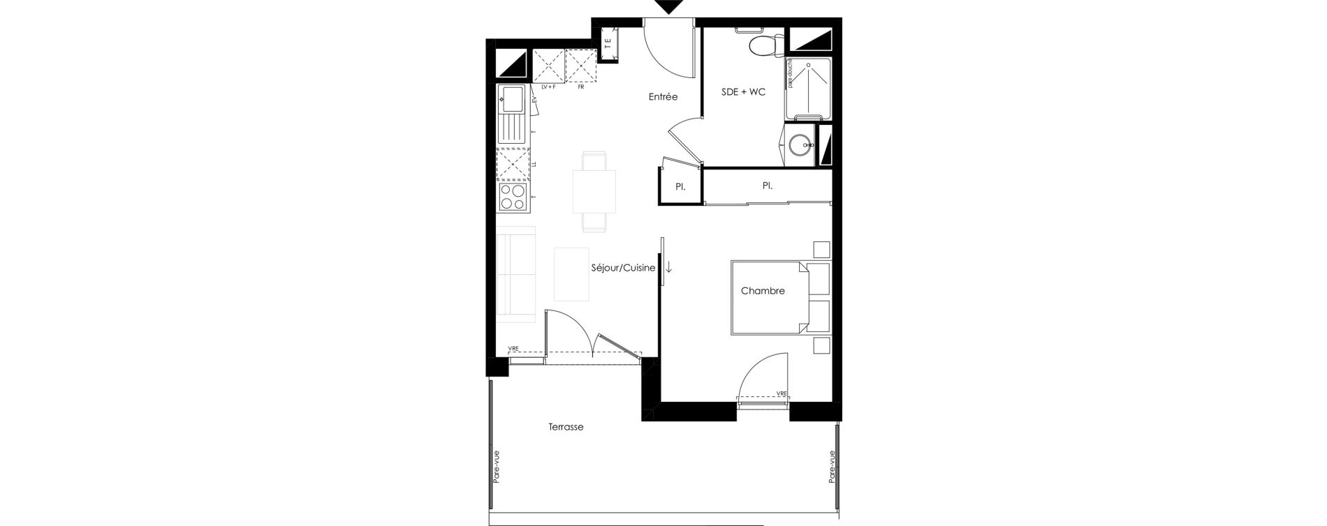 Appartement T2 meubl&eacute; de 39,15 m2 &agrave; Vouneuil-Sous-Biard Centre