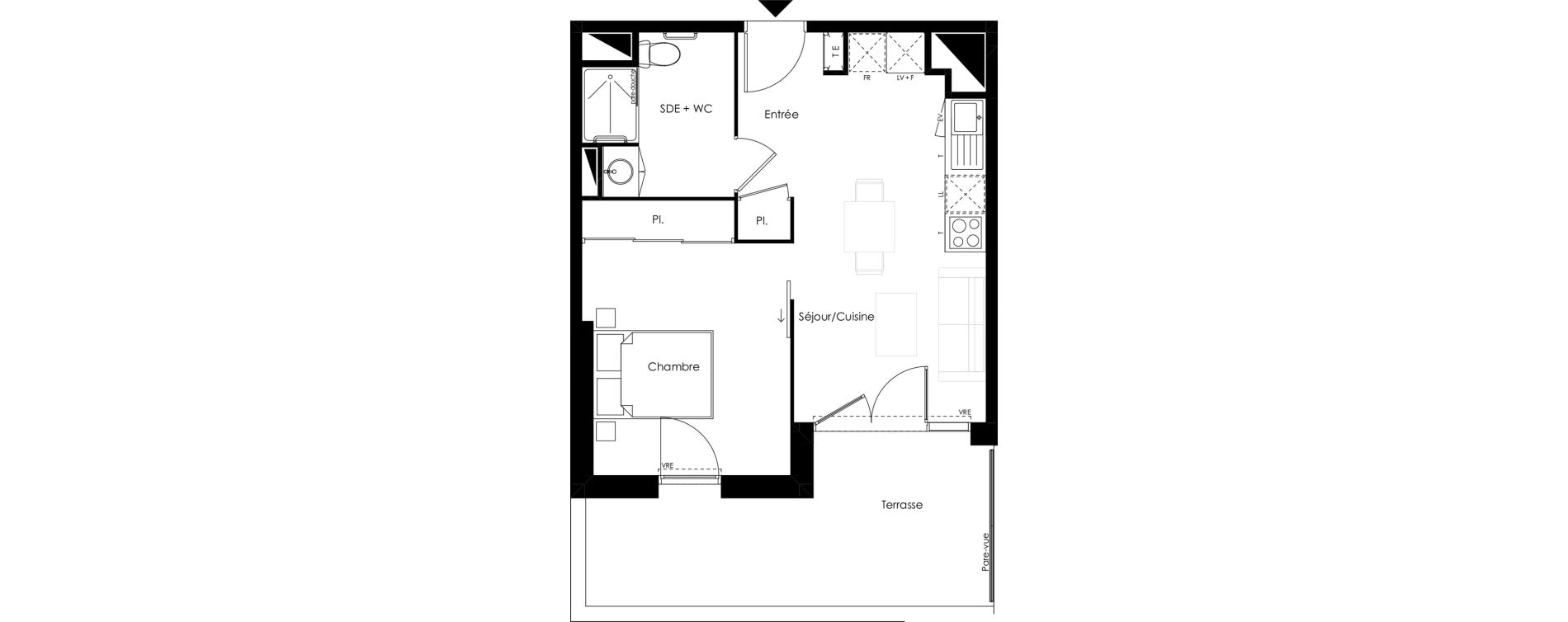 Appartement T2 meubl&eacute; de 39,65 m2 &agrave; Vouneuil-Sous-Biard Centre