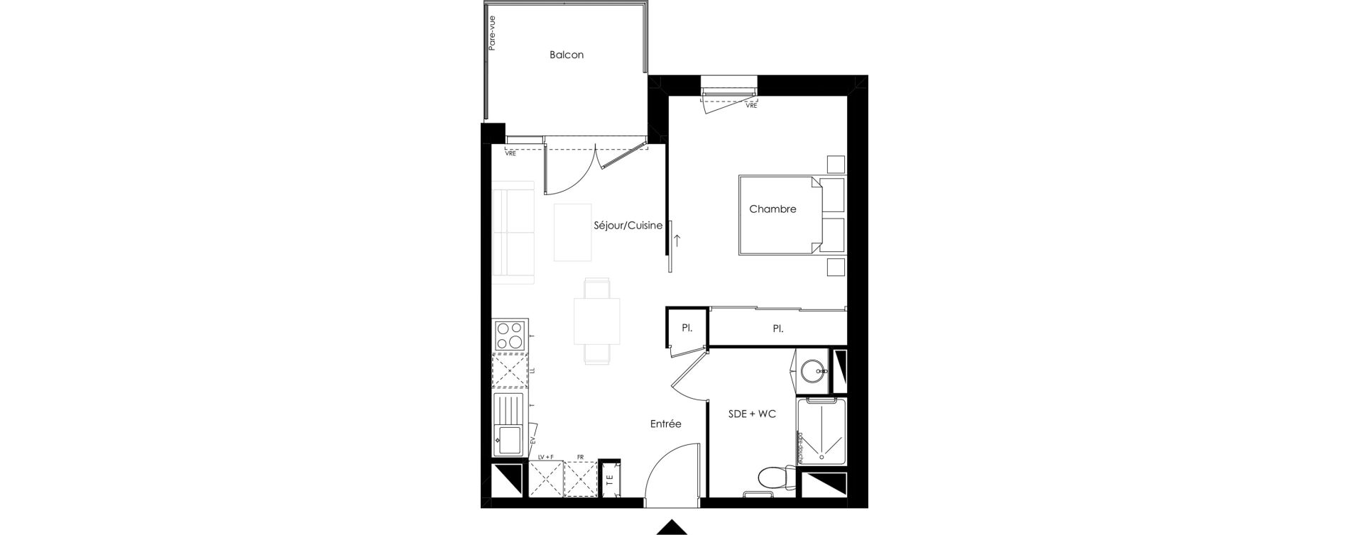Appartement T2 meubl&eacute; de 39,25 m2 &agrave; Vouneuil-Sous-Biard Centre