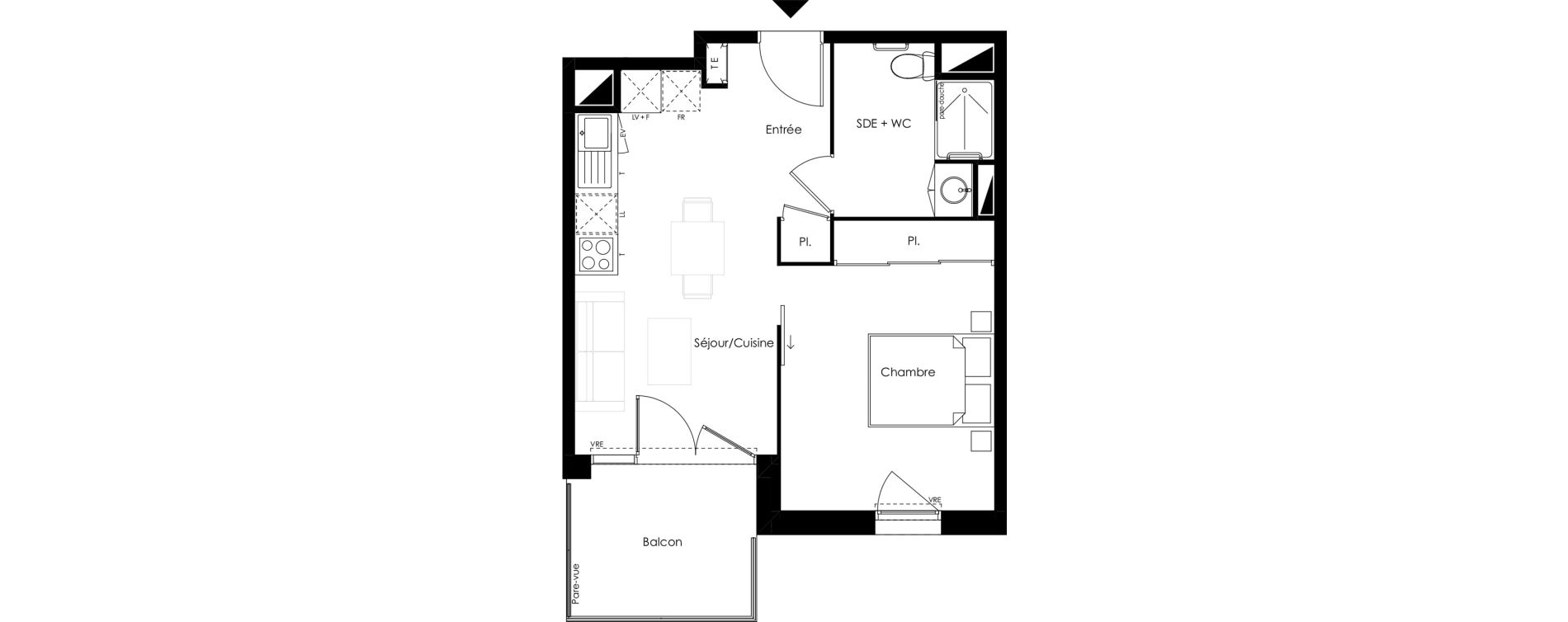 Appartement T2 meubl&eacute; de 39,15 m2 &agrave; Vouneuil-Sous-Biard Centre