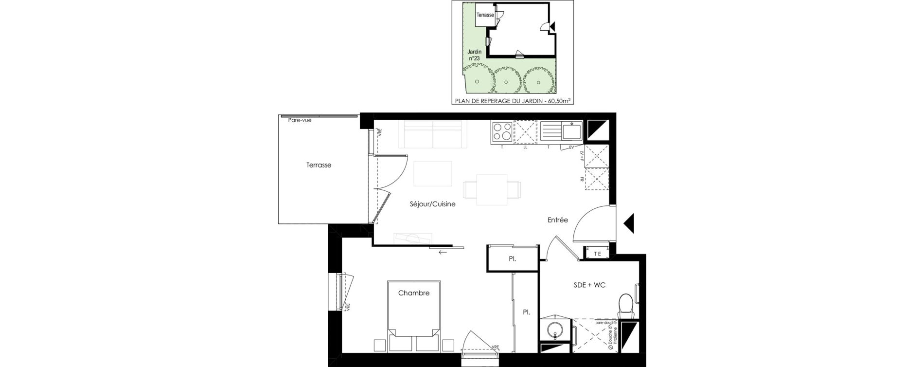 Appartement T2 meubl&eacute; de 40,55 m2 &agrave; Vouneuil-Sous-Biard Centre