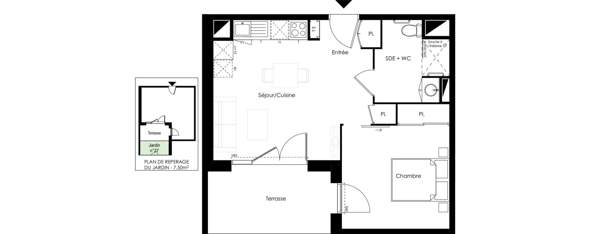Appartement T2 meubl&eacute; de 41,30 m2 &agrave; Vouneuil-Sous-Biard Centre