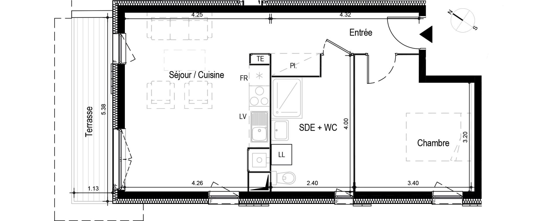 Appartement T2 meubl&eacute; de 49,52 m2 &agrave; Ax-Les-Thermes Centre