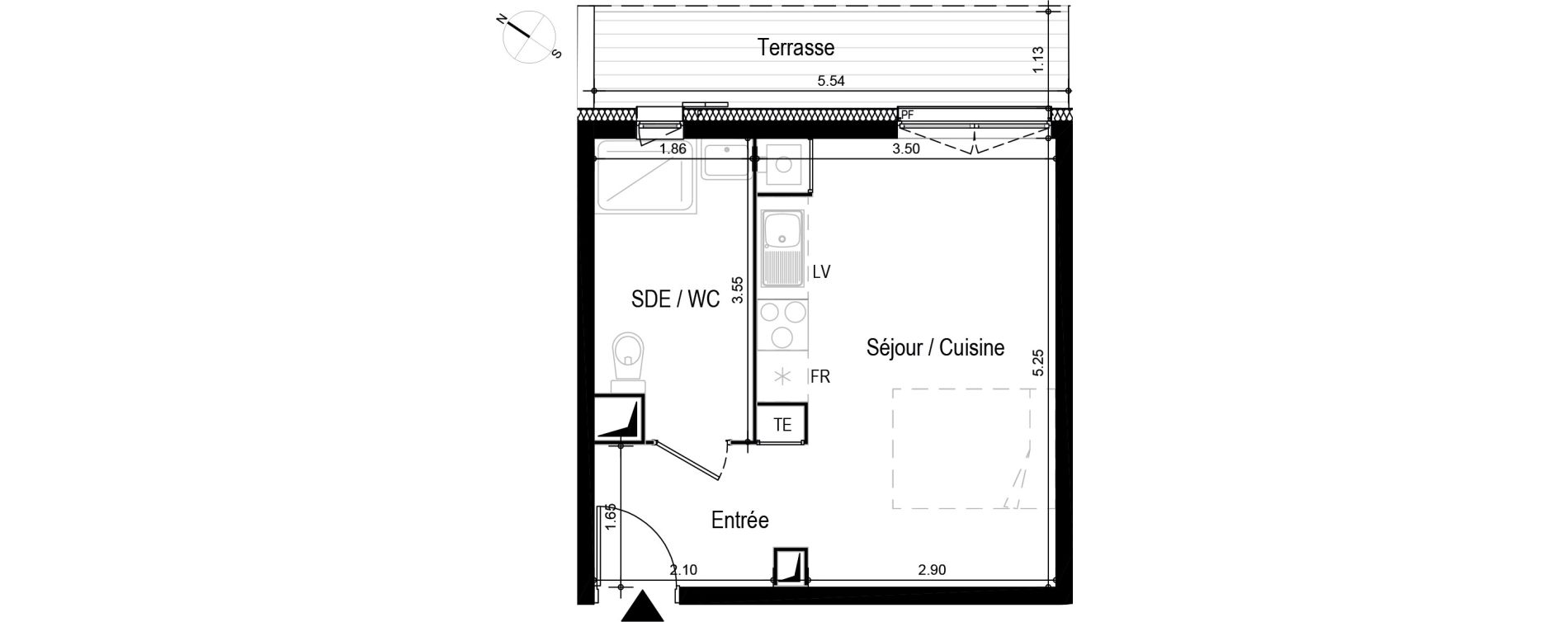 Appartement T1 meubl&eacute; de 27,55 m2 &agrave; Ax-Les-Thermes Centre