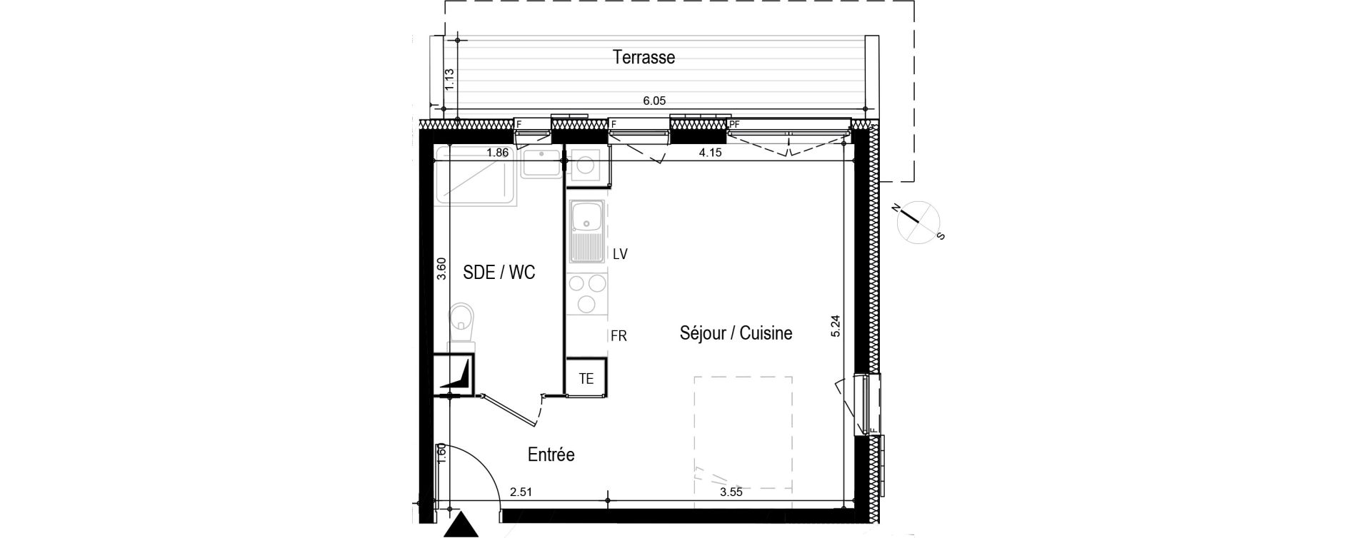 Appartement T1 meubl&eacute; de 31,13 m2 &agrave; Ax-Les-Thermes Centre