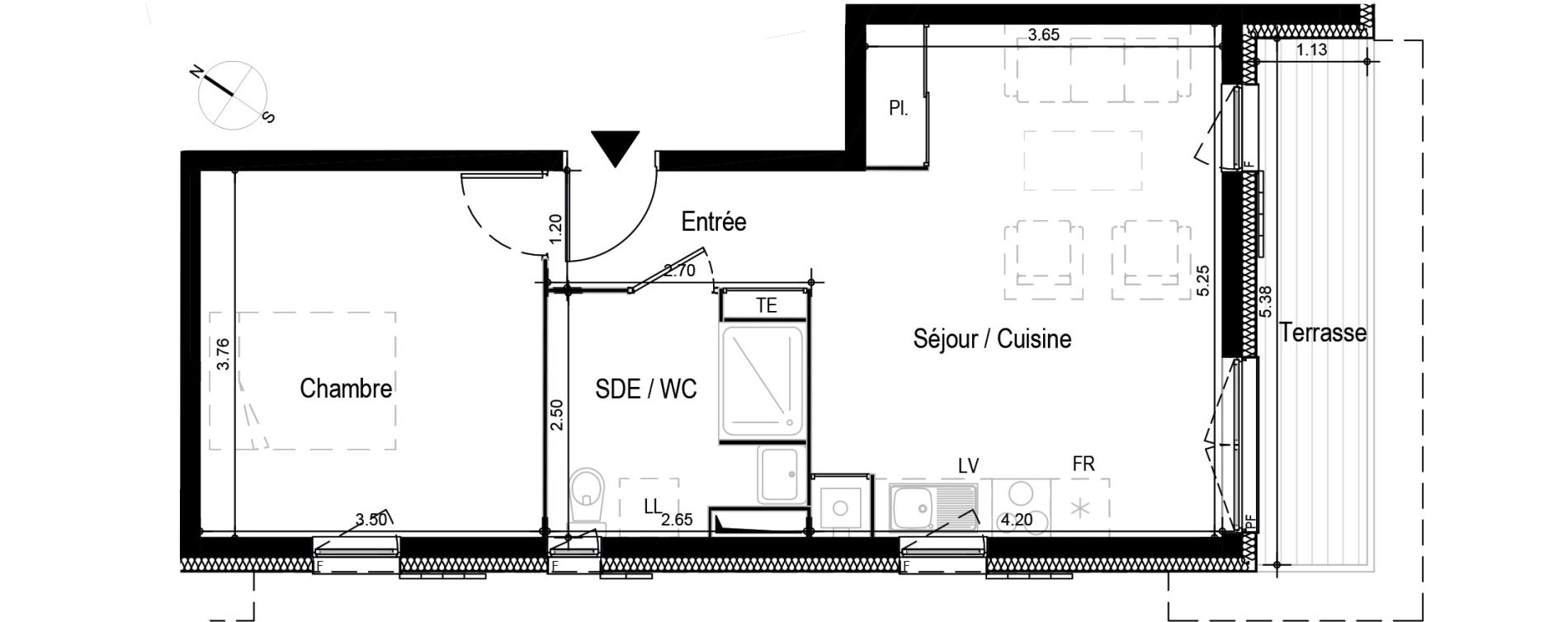 Appartement T2 meubl&eacute; de 43,51 m2 &agrave; Ax-Les-Thermes Centre