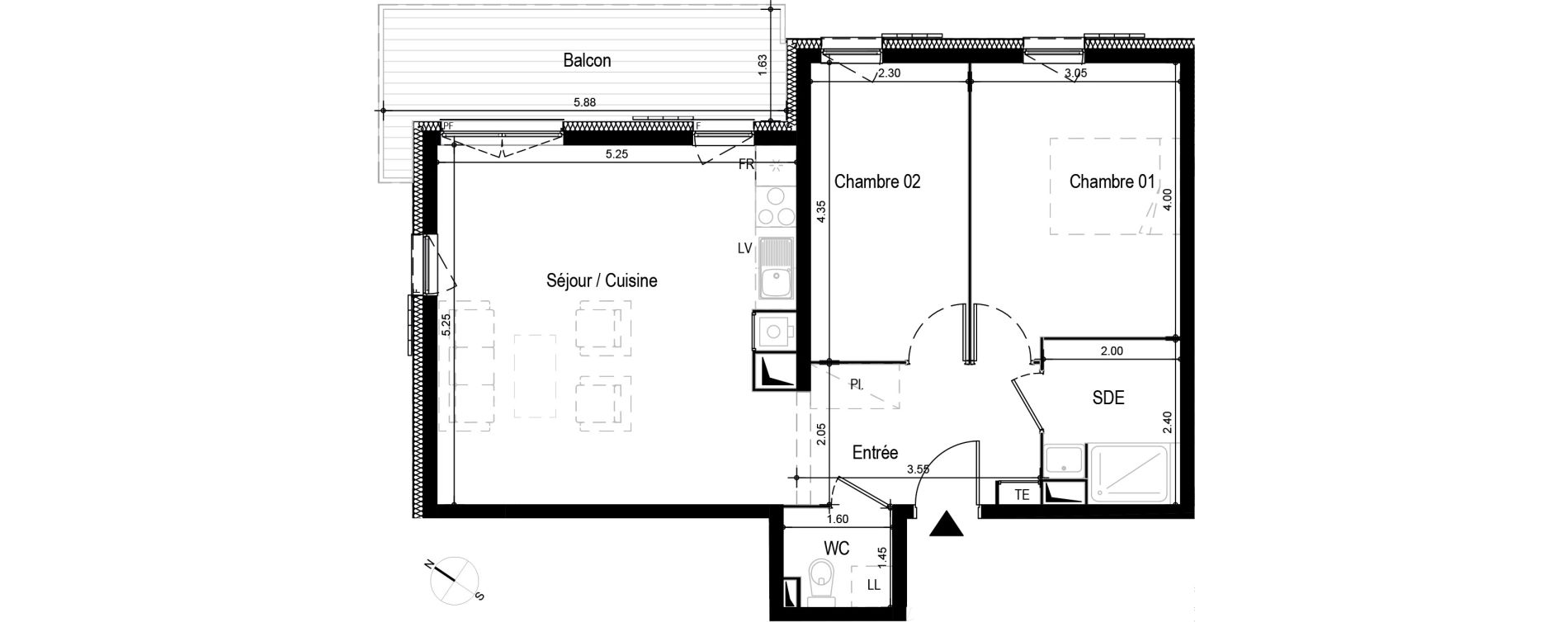 Appartement T3 meubl&eacute; de 63,67 m2 &agrave; Ax-Les-Thermes Centre