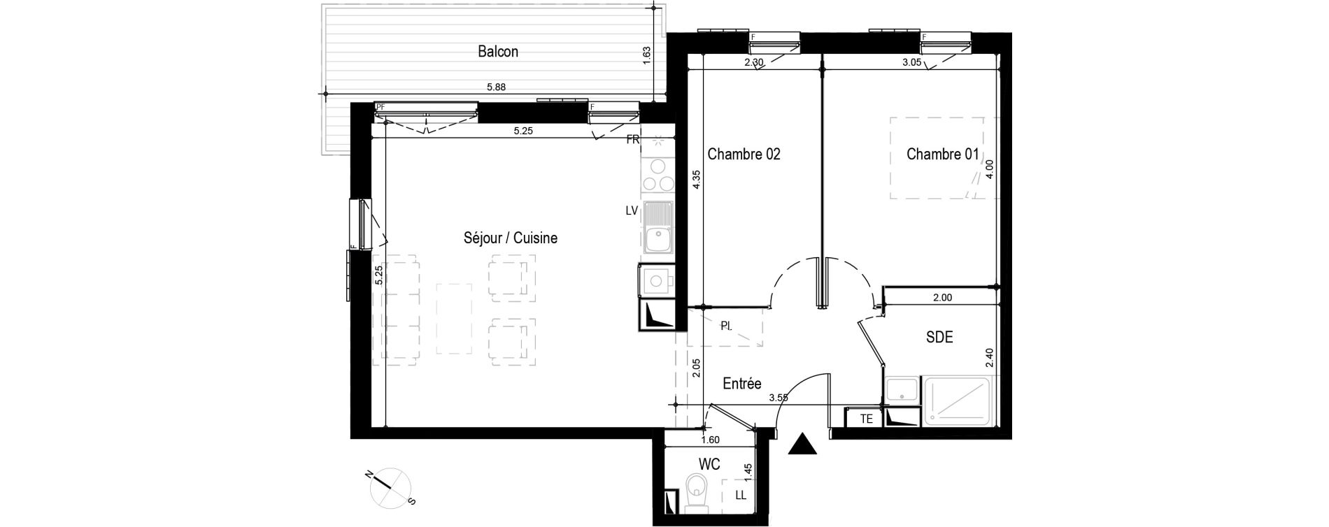 Appartement T3 meubl&eacute; de 63,67 m2 &agrave; Ax-Les-Thermes Centre