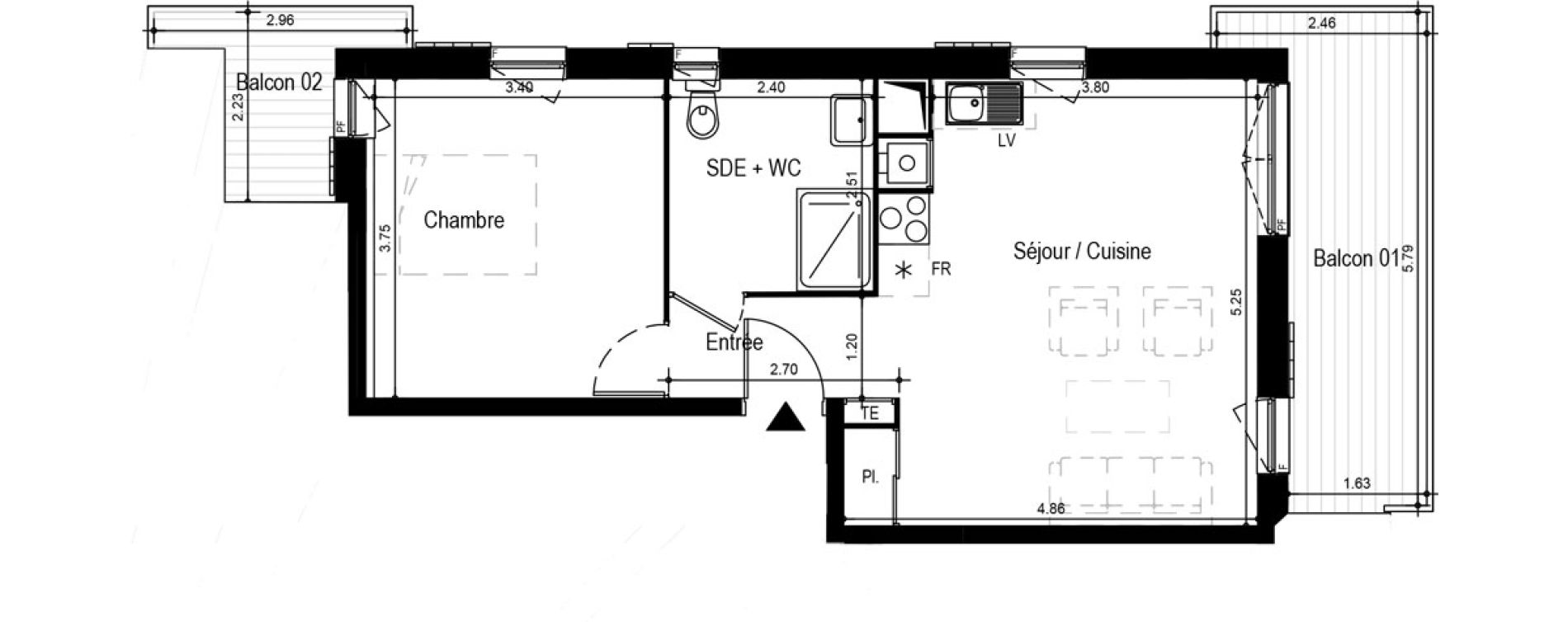 Appartement T2 meubl&eacute; de 45,14 m2 &agrave; Ax-Les-Thermes Centre