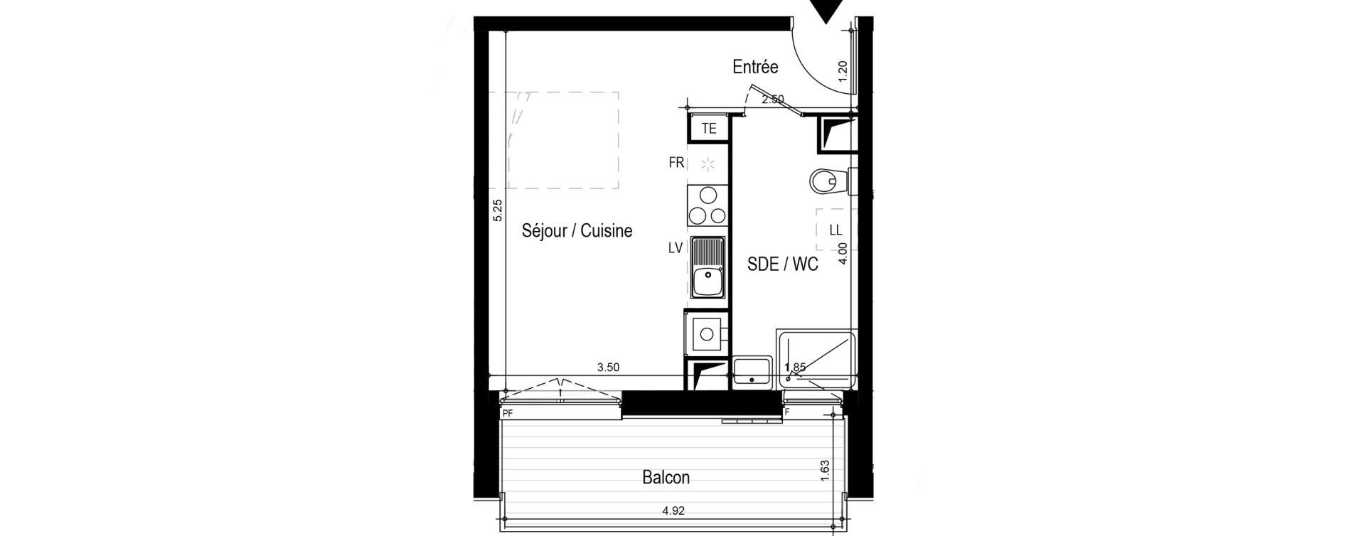 Appartement T1 meubl&eacute; de 27,37 m2 &agrave; Ax-Les-Thermes Centre
