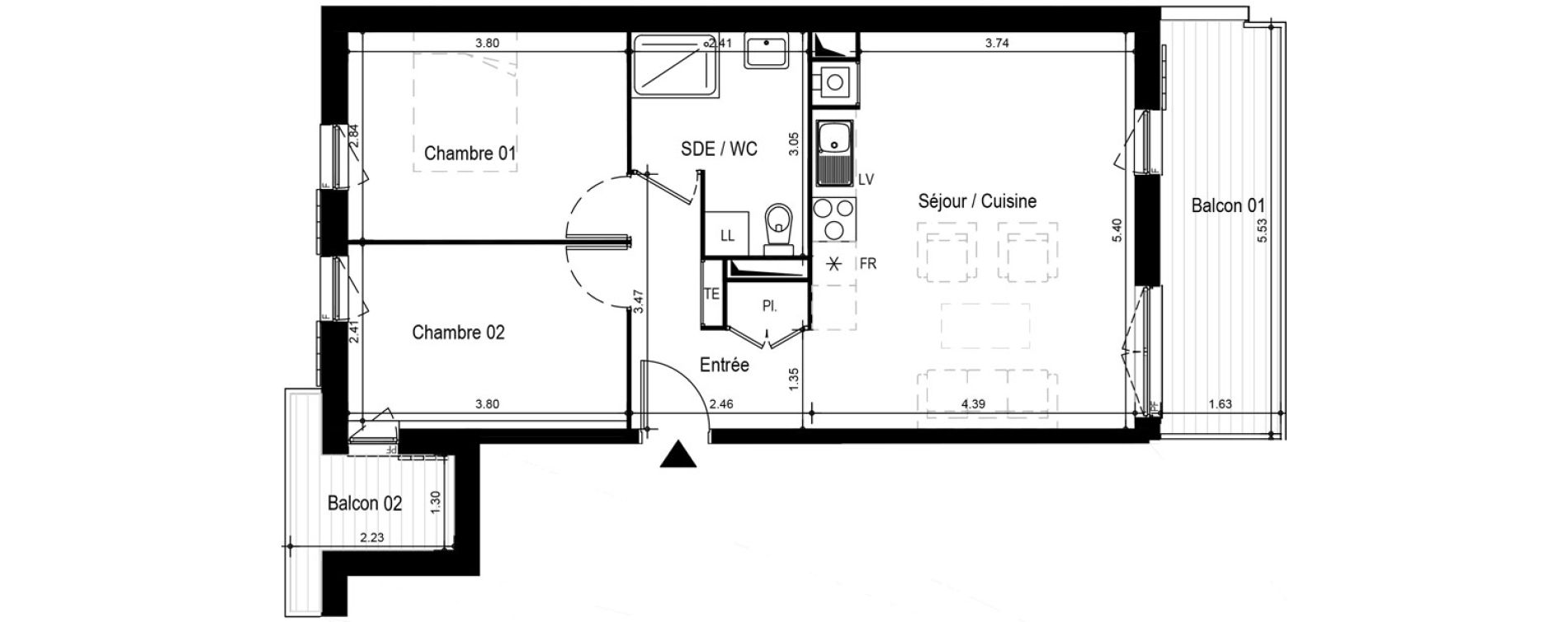 Appartement T3 meubl&eacute; de 55,95 m2 &agrave; Ax-Les-Thermes Centre