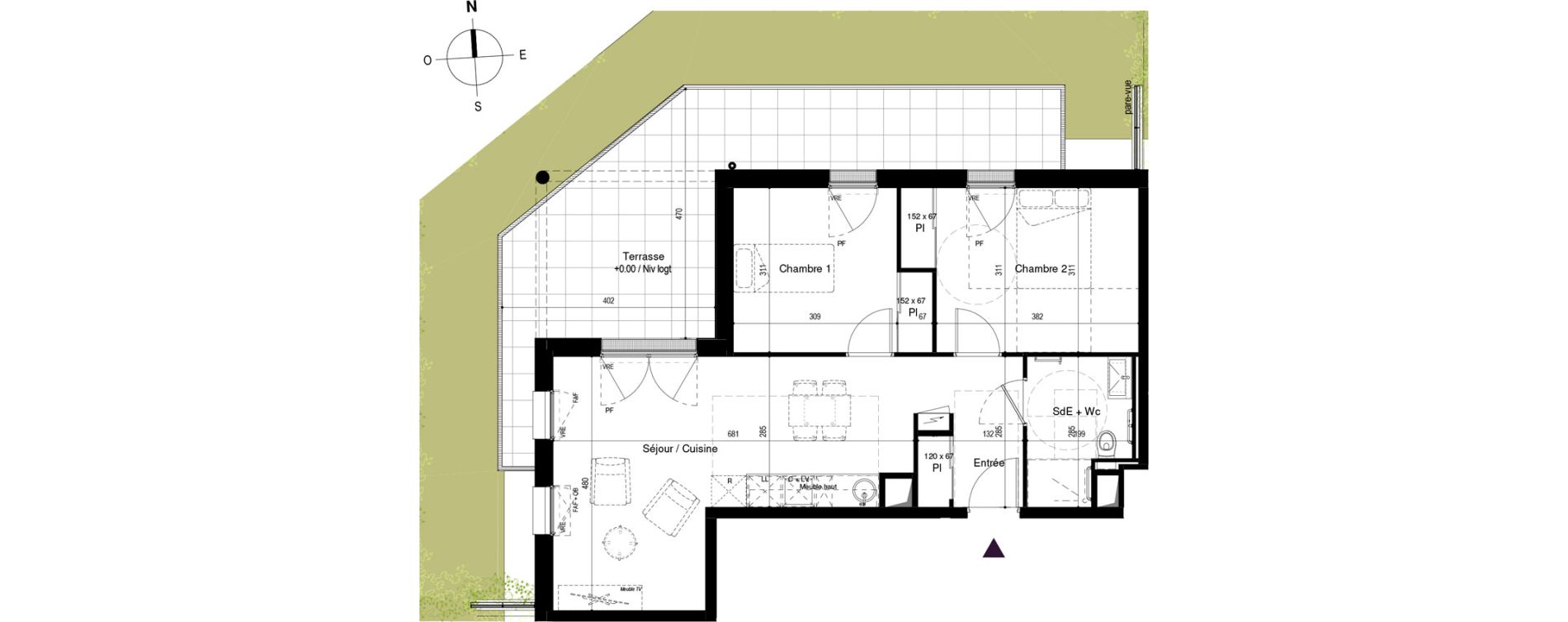 Appartement T3 meubl&eacute; de 58,55 m2 &agrave; Carcassonne Grazailles - la prade