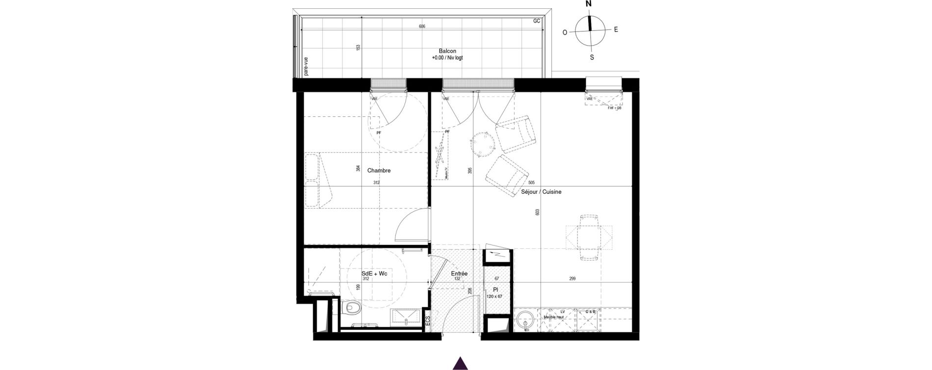 Appartement T2 meubl&eacute; de 47,20 m2 &agrave; Carcassonne Grazailles - la prade