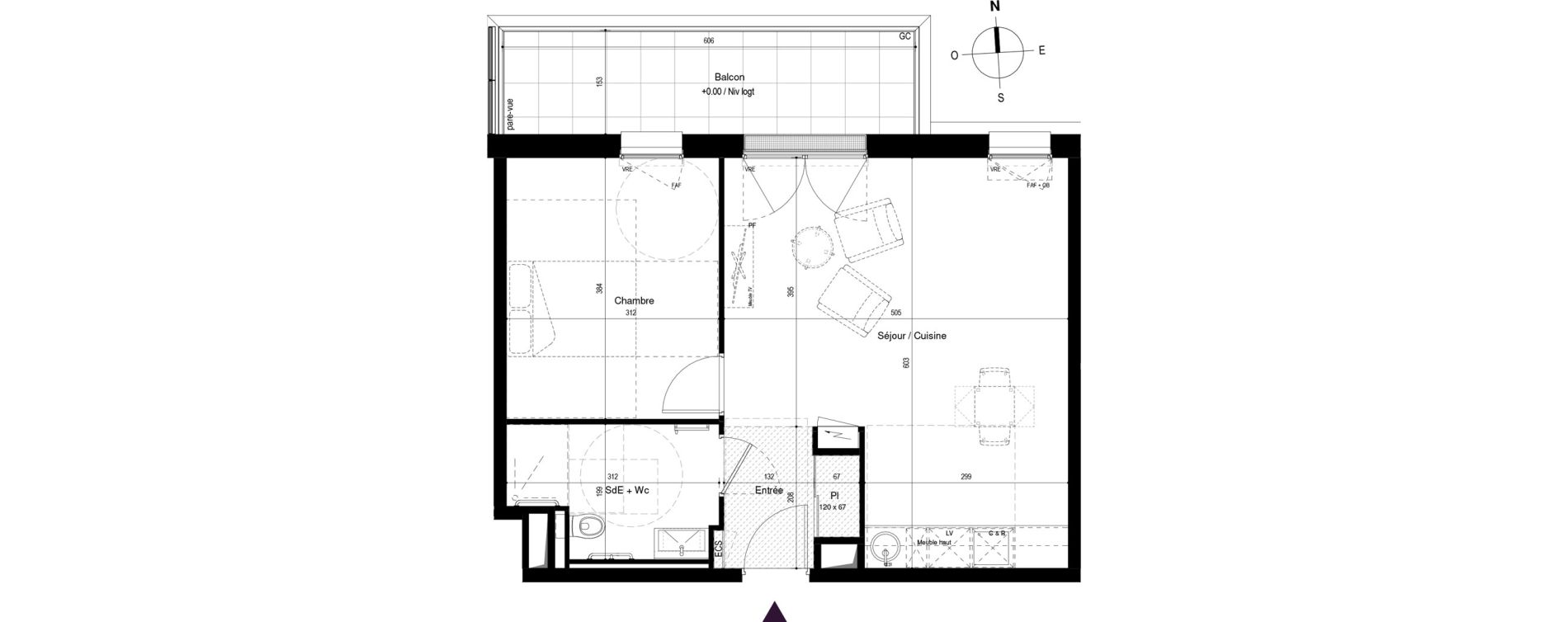 Appartement T2 meubl&eacute; de 47,20 m2 &agrave; Carcassonne Grazailles - la prade