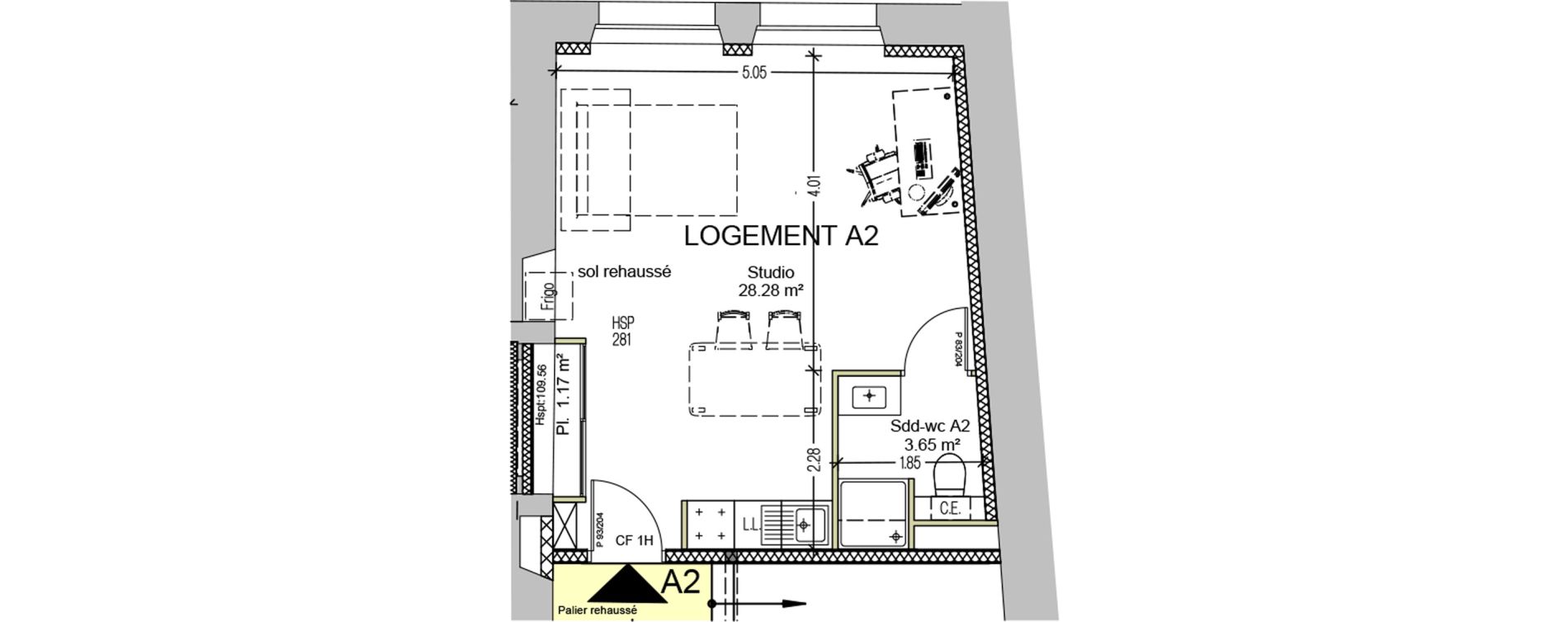 Appartement T1 de 33,10 m2 &agrave; Carcassonne Centre ville