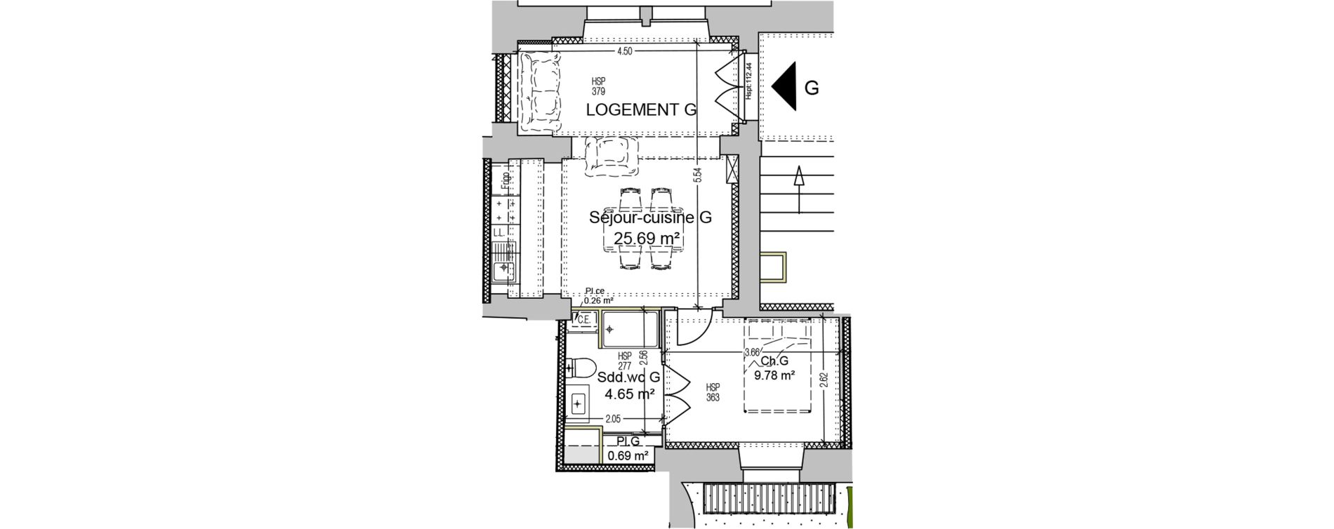 Appartement T2 de 41,07 m2 &agrave; Carcassonne Centre ville