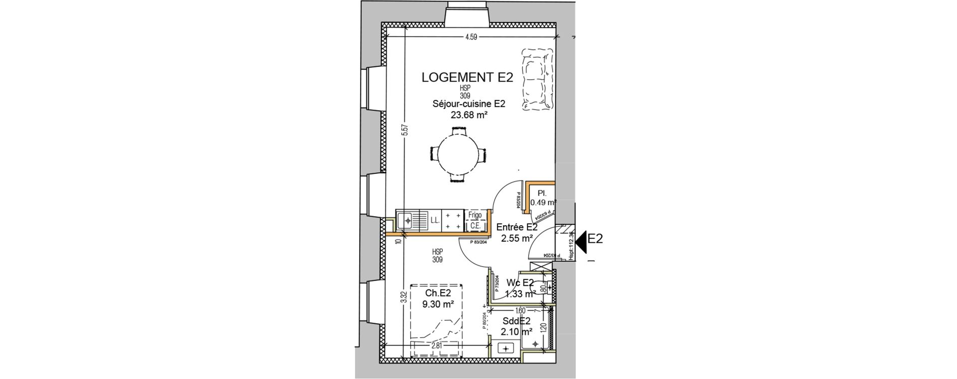 Appartement T2 de 39,45 m2 &agrave; Carcassonne Centre ville