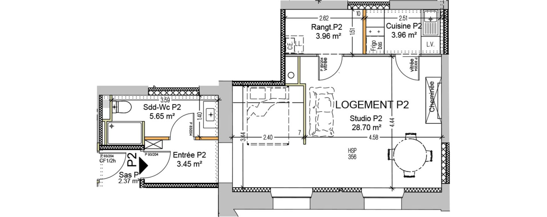 Appartement T1 de 45,72 m2 &agrave; Carcassonne Centre ville