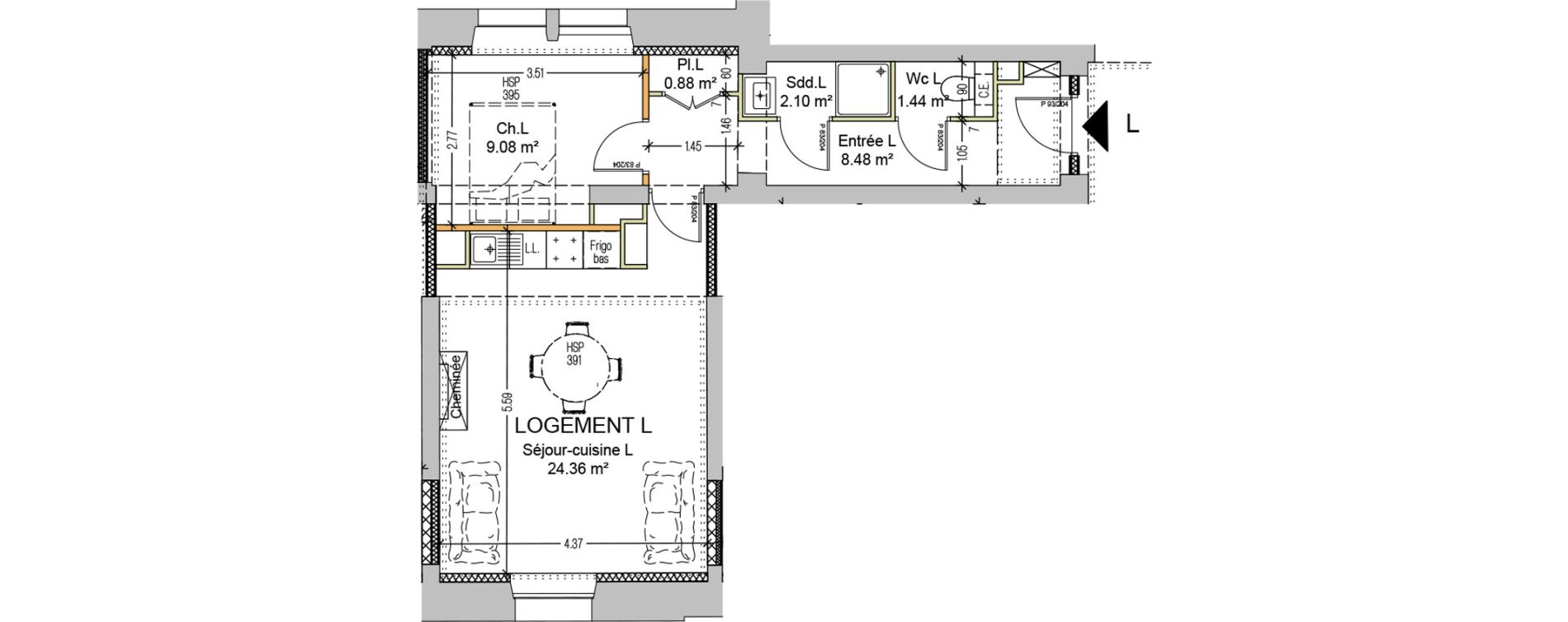 Appartement T2 de 46,34 m2 &agrave; Carcassonne Centre ville