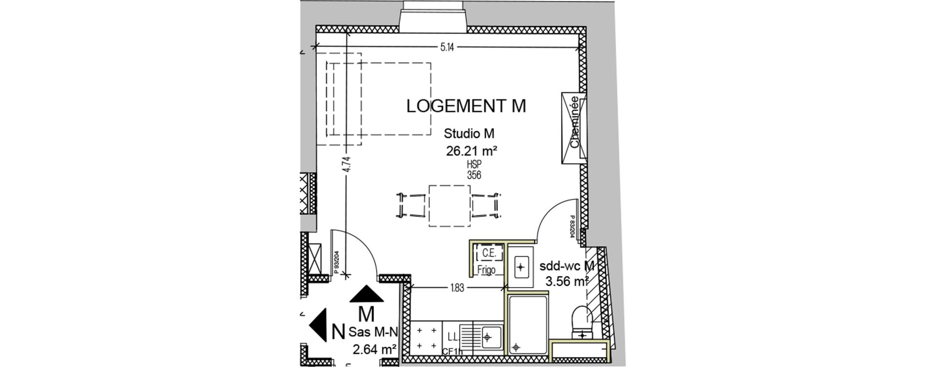 Appartement T1 de 29,77 m2 &agrave; Carcassonne Centre ville