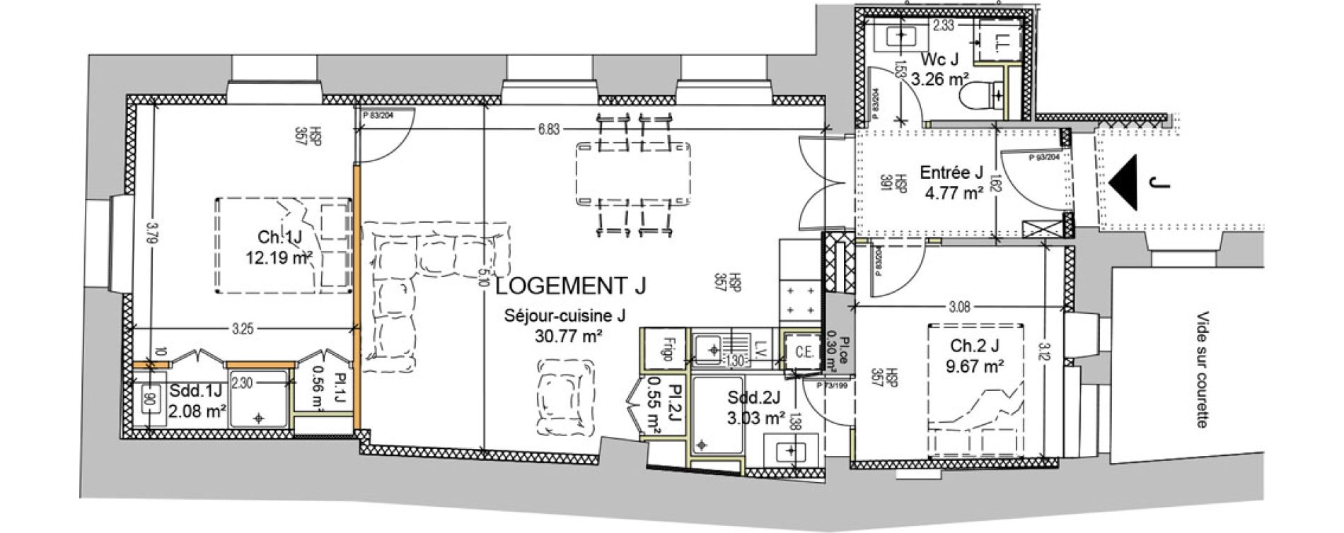 Appartement T3 de 67,18 m2 &agrave; Carcassonne Centre ville