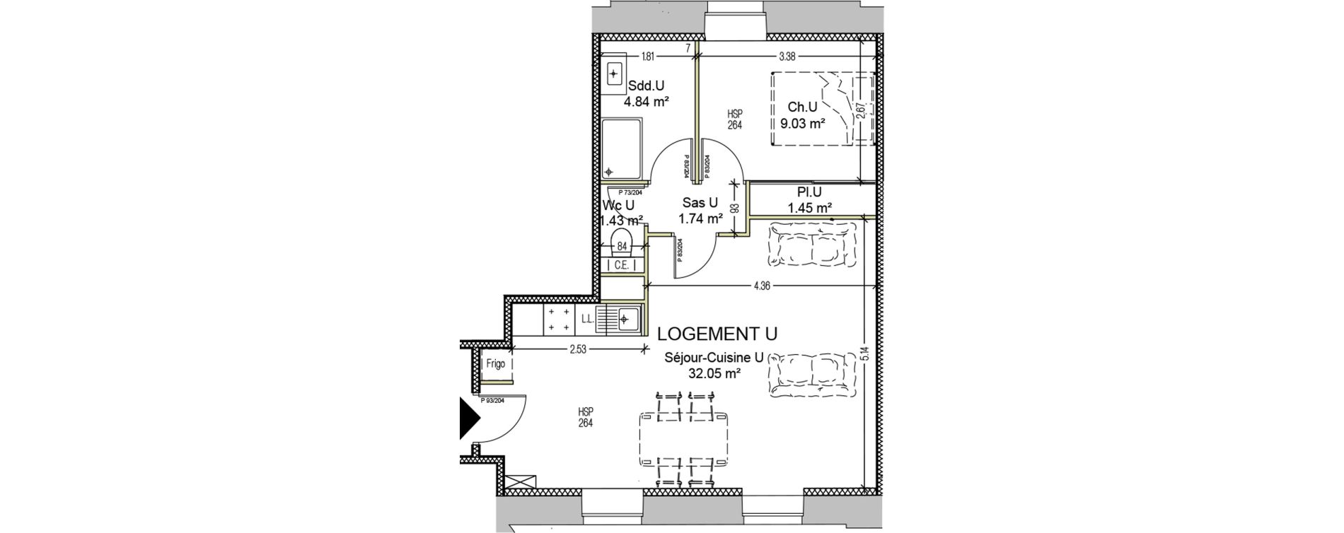 Appartement T2 de 50,54 m2 &agrave; Carcassonne Centre ville