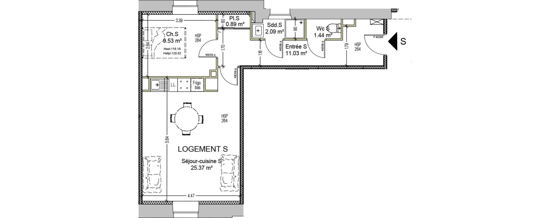 Appartement T2 de 50,36 m2 &agrave; Carcassonne Centre ville