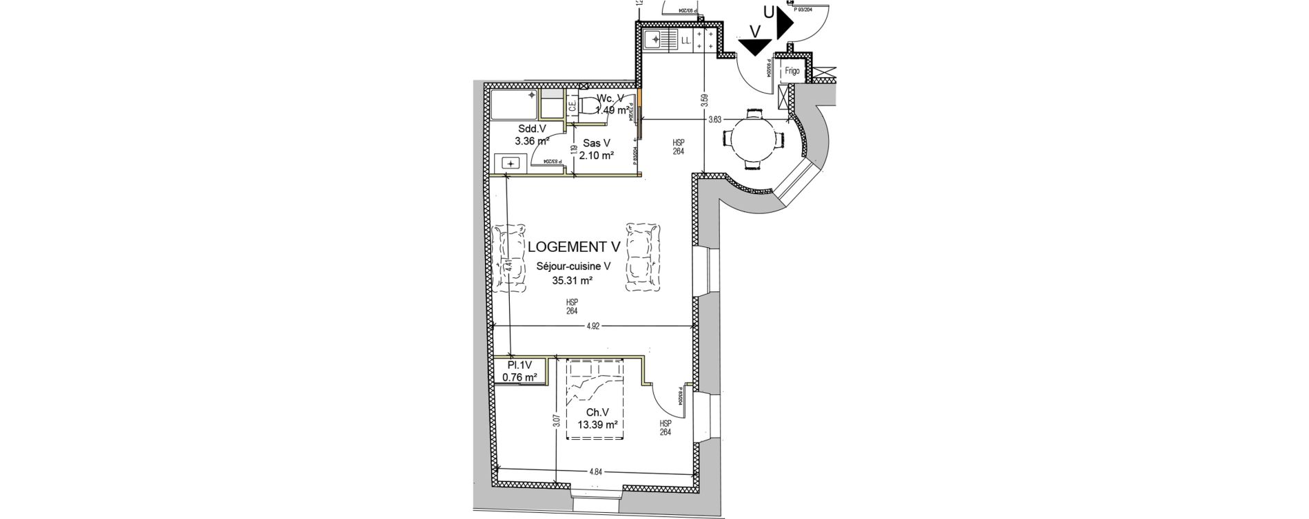 Appartement T2 de 56,41 m2 &agrave; Carcassonne Centre ville