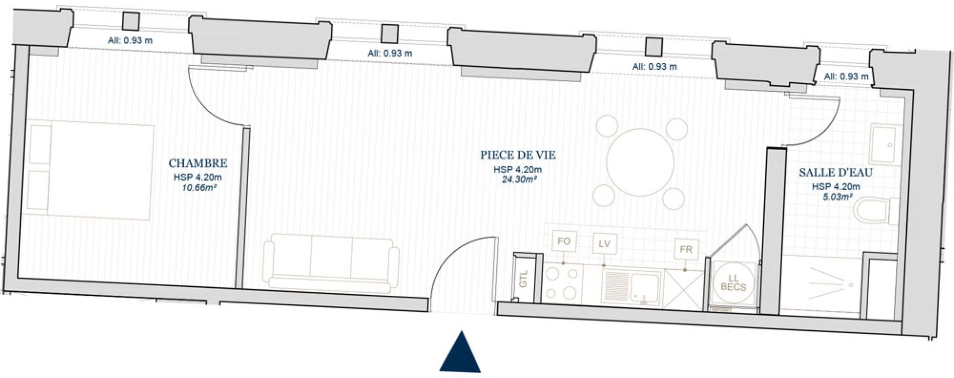 Appartement T2 de 39,99 m2 &agrave; Carcassonne Centre ville