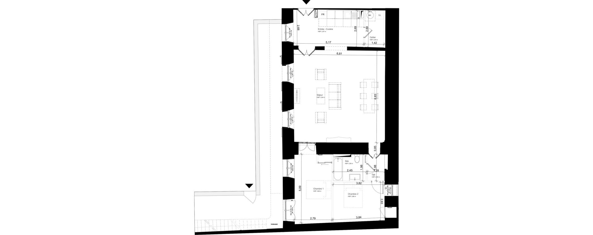 Appartement T3 de 96,48 m2 &agrave; Carcassonne Centre