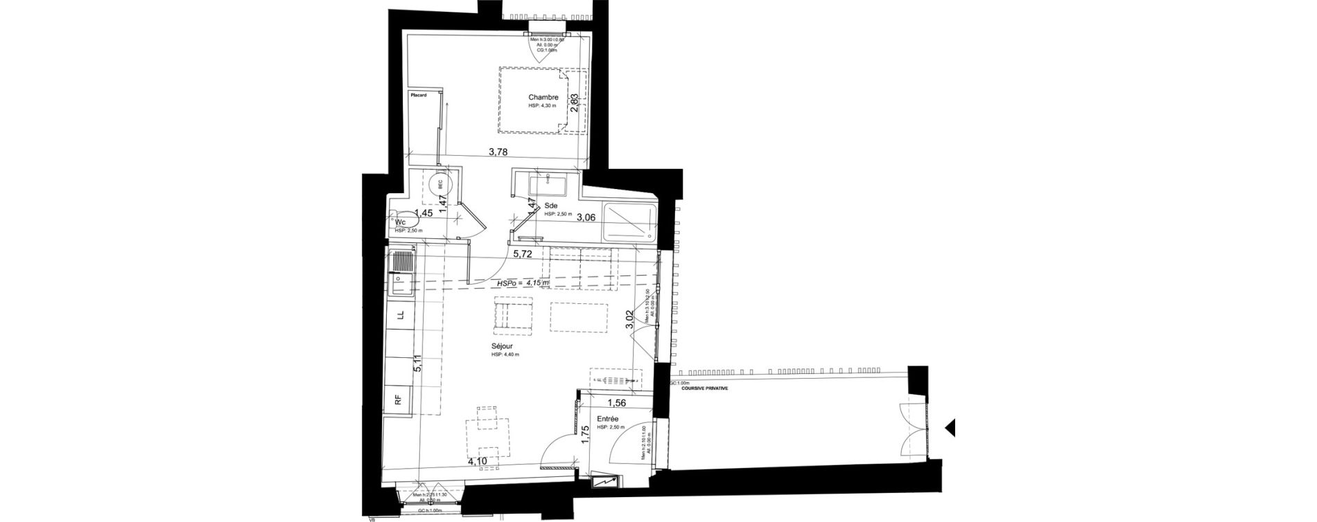 Appartement T2 de 46,79 m2 &agrave; Carcassonne Centre