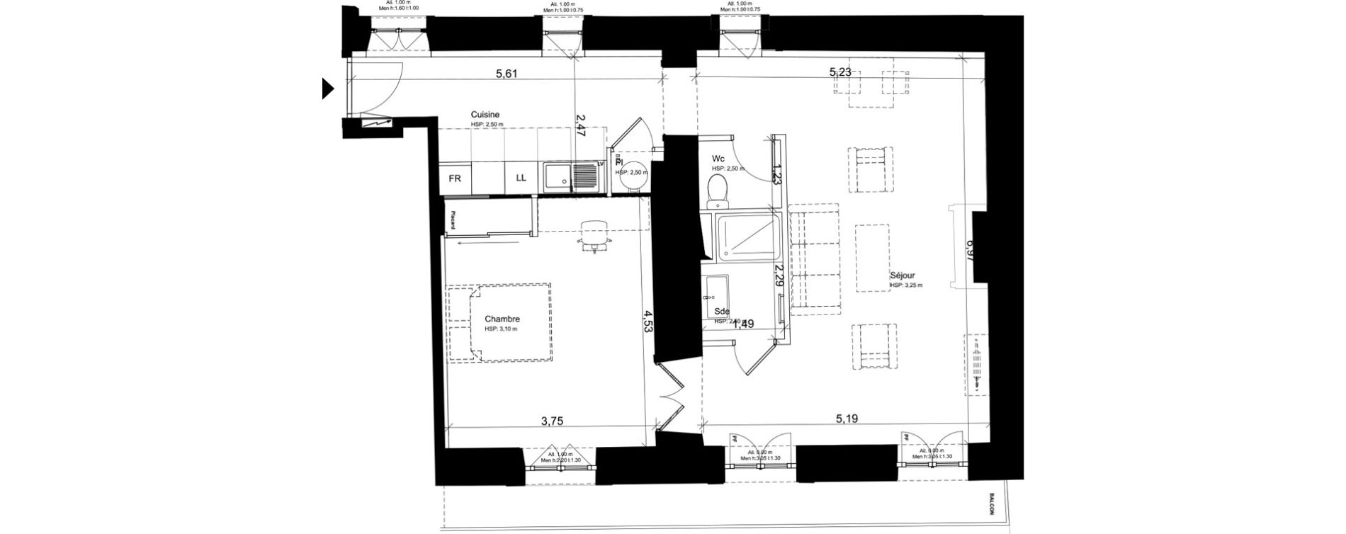 Appartement T2 de 64,30 m2 &agrave; Carcassonne Centre