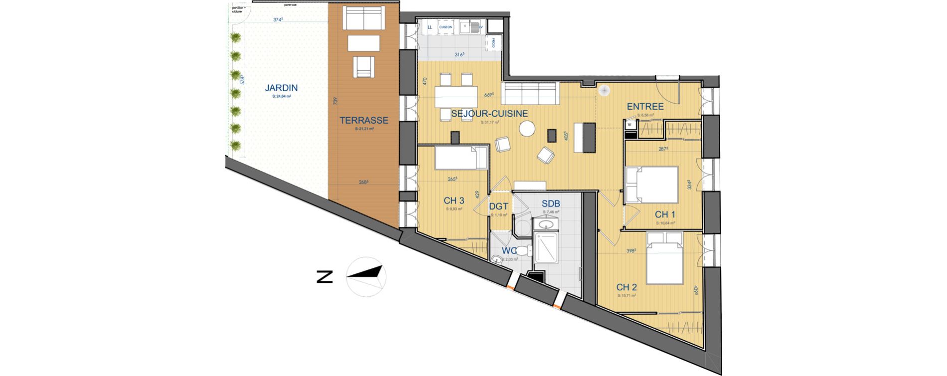 Appartement T4 de 84,69 m2 &agrave; Carcassonne Centre ville