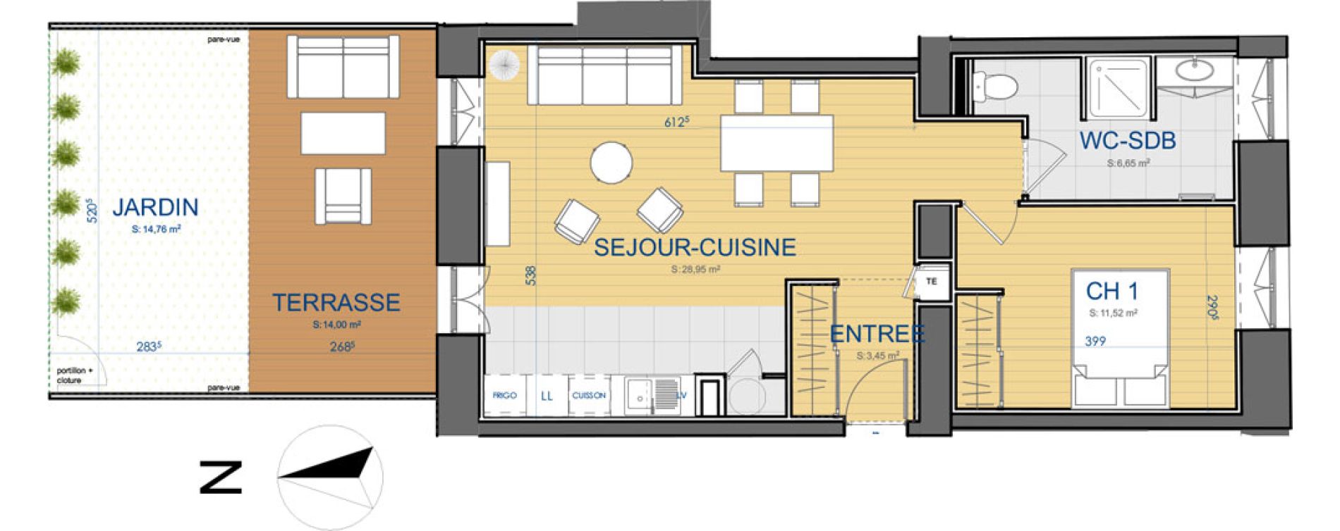 Appartement T2 de 50,57 m2 &agrave; Carcassonne Centre ville